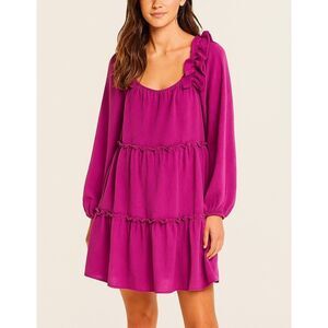 ODDY Womens Tiered Ruffle Puff Sleeve Babydoll Dress sz 1X Feminine Romantic